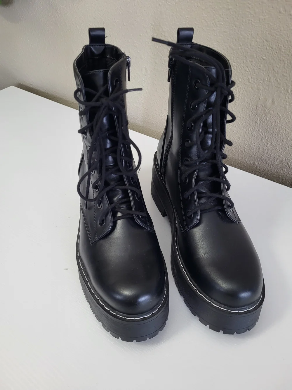 Soda Black Lace-Up Platform Combat Boots - Women Size 11 - Picture 11 of 11